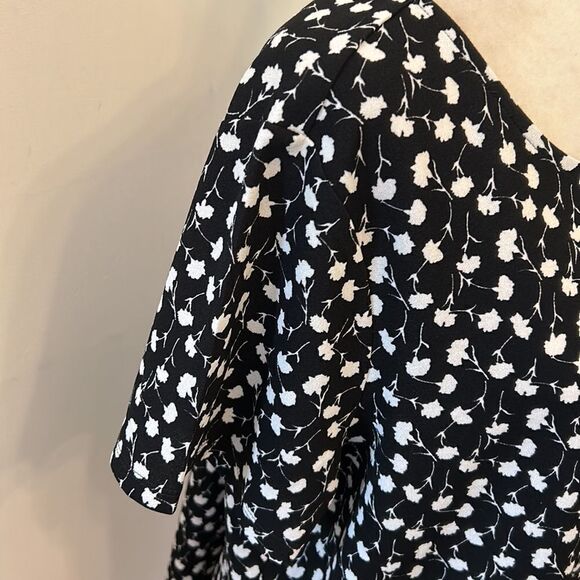 Talbots black white patterned short sleeve blouse Size 1X New - Picture 3 of 11